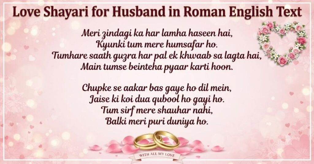 Love Shayari for Husband in Roman English Text